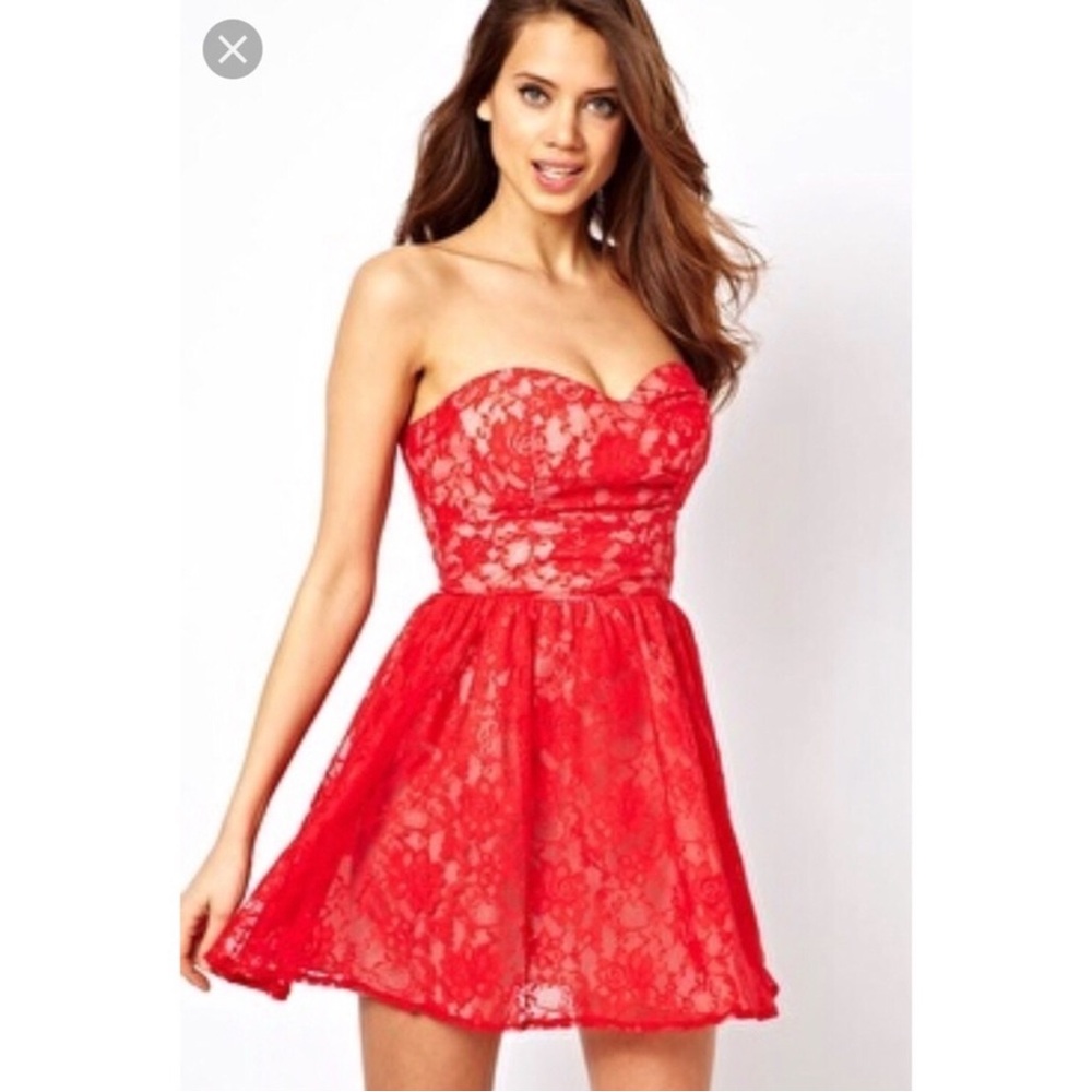 ASOS Elyse Ryan Red Lace Dress